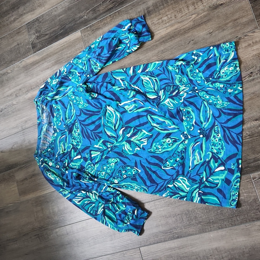 Lilly Pulitzer Blue and Teal Floral Print Shift Dress